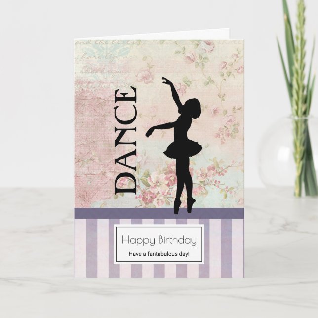 Carte Danse - Ballerina Silhouette Anniversaire Vintage (Devant)