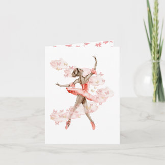 Carte Danse ballerine avec papillon.
