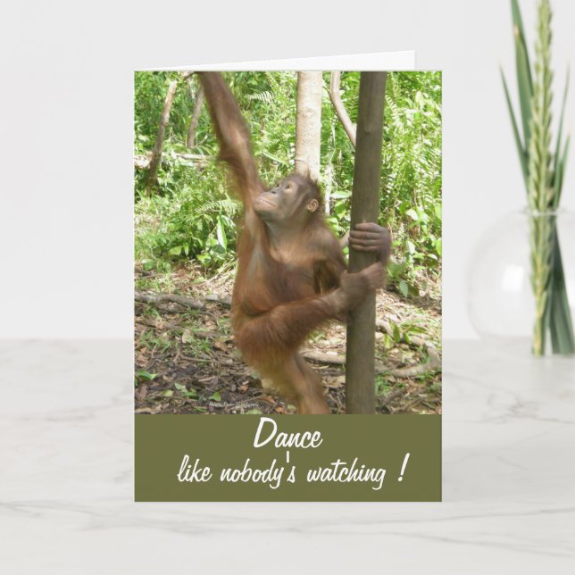 Carte Danse comme personne ne regarde Orangutan à Bornéo (Devant)