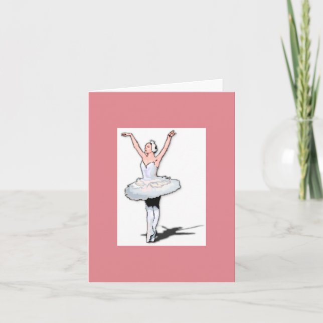 Carte Danse de ballet rose et blanc Ballerina Girl Note (Devant)