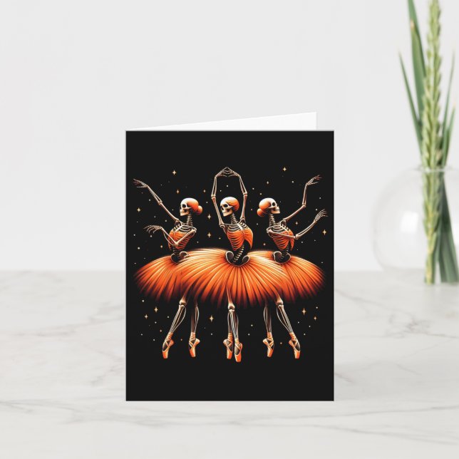 Carte Danse de squelette de ballerine Spooky Funny Hallo (Devant)