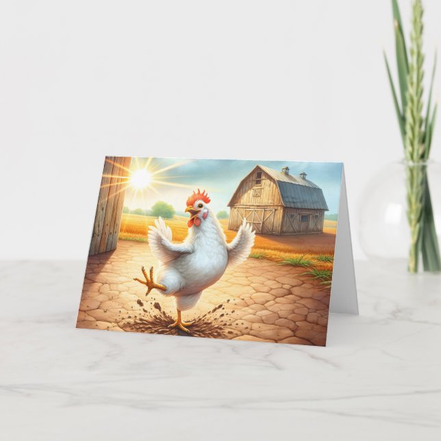 Carte Danse Du Poulet À Barnyard Anniversaire (Devant)