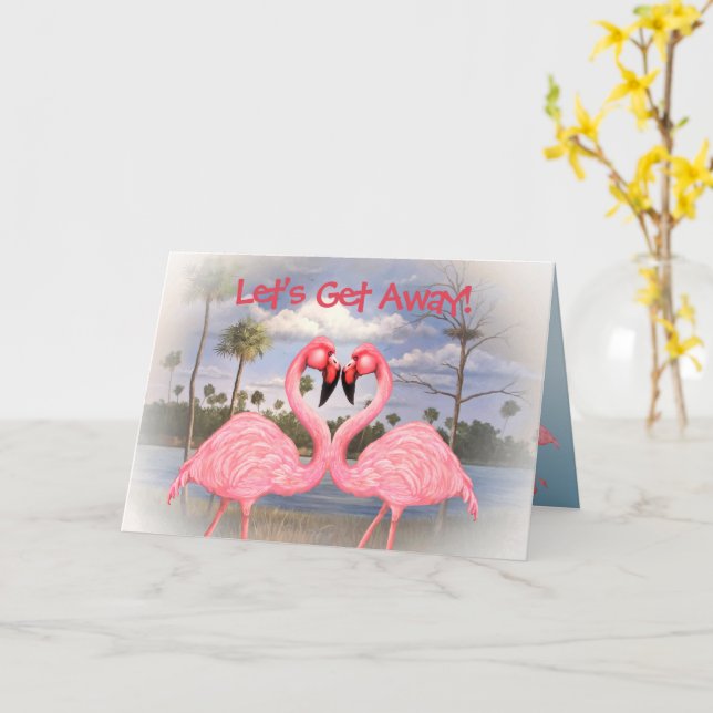 Carte Danse Flamant rose (Fleur jaune)