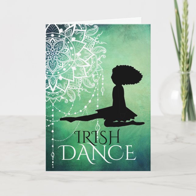 Carte Danse irlandaise personnalisée Belle Mandala verte (Devant)