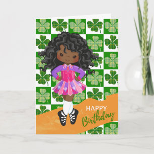 Carte Danse irlandaise shamrock Black Black Girl Anniver