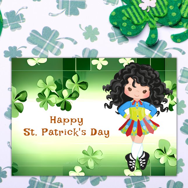 Carte Danse Irlandaise St Patrick Fleurs de Trèfle Verte (Créateur téléchargé)