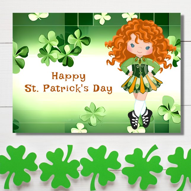 Carte Danse Irlandaise St Patrick Journée Verte Trèfles (Créateur téléchargé)