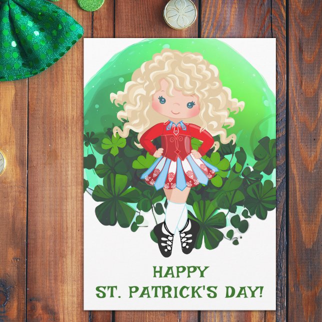 Carte Danse Irlandaise St. Patrick's Day Shamrocks Verts (Créateur téléchargé)