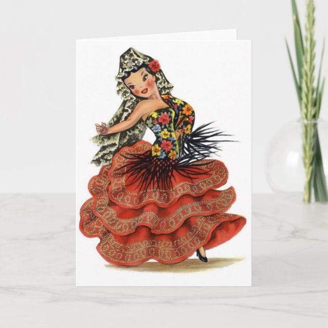 Carte Danseur espagnol vintage de flamenco, (Devant)
