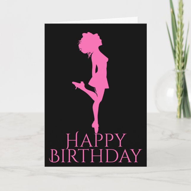 Carte Danseur irlandais Dur Chaussure noire Rose Danse A (Devant)