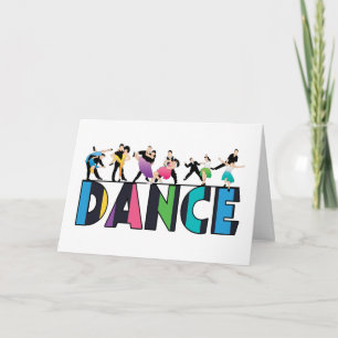 Carte Danseurs amusants et colorés rayés Danse