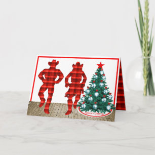 Carte Danseurs Country Line Avec Red Plaid Noël