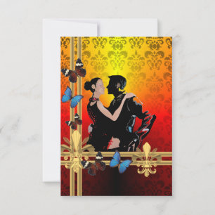 Carte Danseurs de tango romantiques sur damask