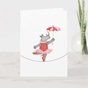 Carte Danseuse de corde raide rhinocéros de cirque vinta