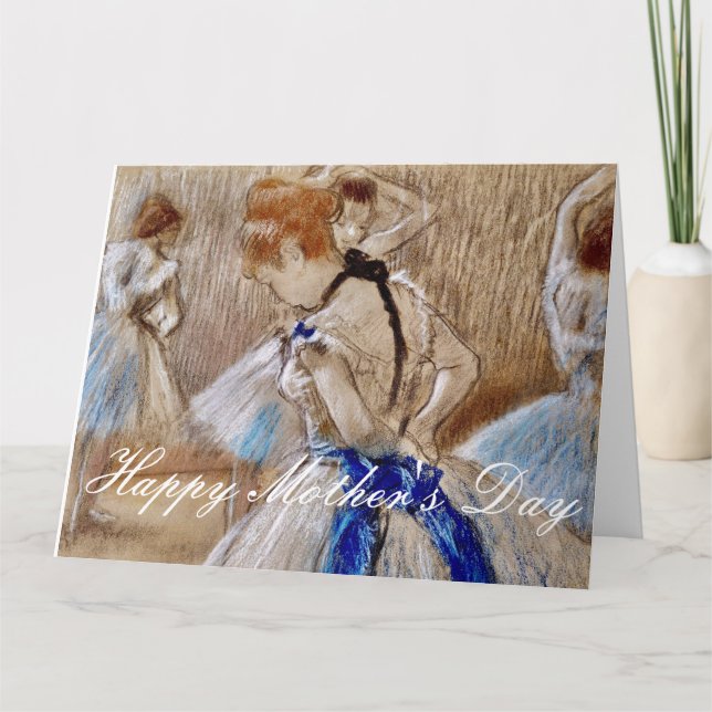 Carte Danseuse Degas Avec Ruban Bleu (Devant)
