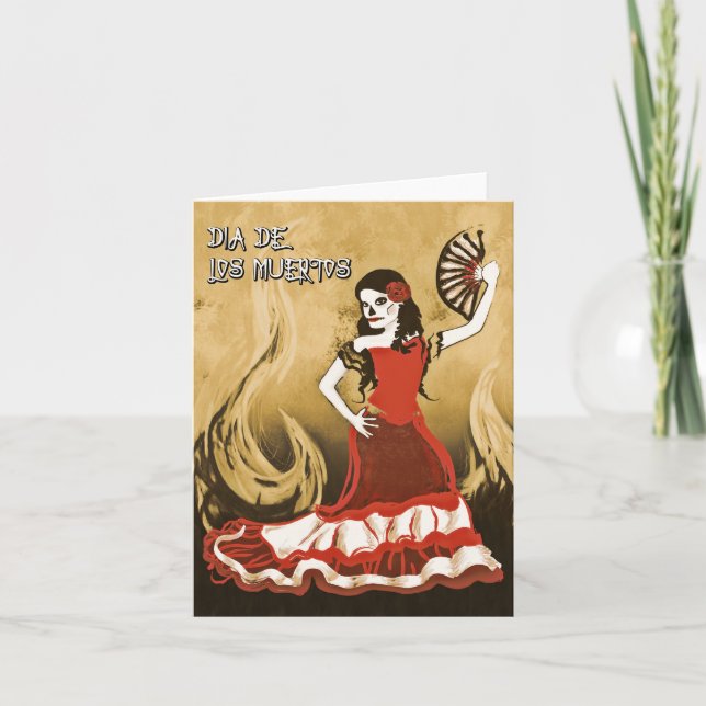Carte danseuse espagnole dia de los muertos (Devant)