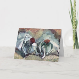 Carte Danseuses Lacant leurs Chaussures par Edgar Degas