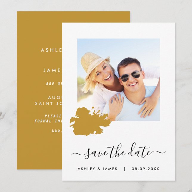 Carte d'Antigua Mariage photo Enregistrer la carte (Devant / Derrière)