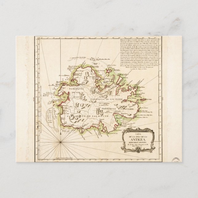 Carte d'Antigua par Juan Lopez (1780) (Devant)