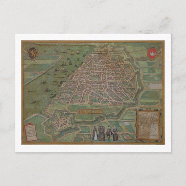 Carte d'Anvers, de Civitates Orbis Terrarum par (Devant)