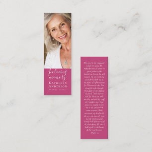 Carte D'appel 1x3" Memorial funéraire poème rose MINI Signet