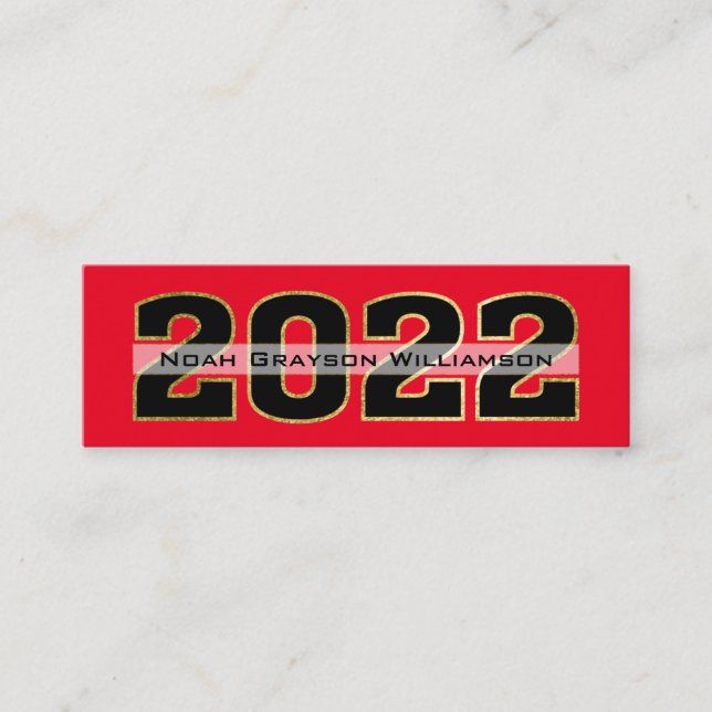 Carte D'appel 2022 Gold Red Graduation Nom Insérer (Devant)