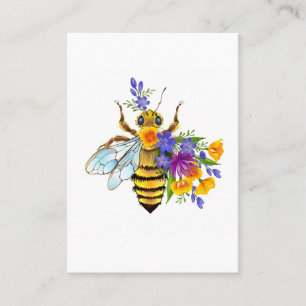 Carte D'appel Abeille à fleurs avec plantes sauvages