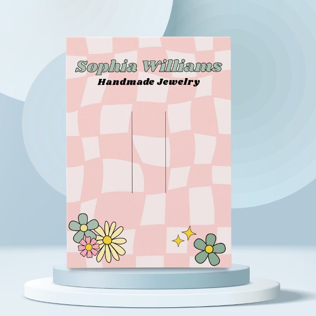 Carte D'appel Accessoire de coiffure Retro Pink Checker (Créateur téléchargé)
