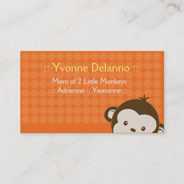 Carte D'appel Affaires de singe oranges à la mode/télécarte de (Devant)
