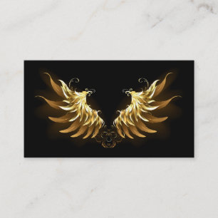 Carte D'appel Ailes d'Ange d'or sur arrière - plan noir