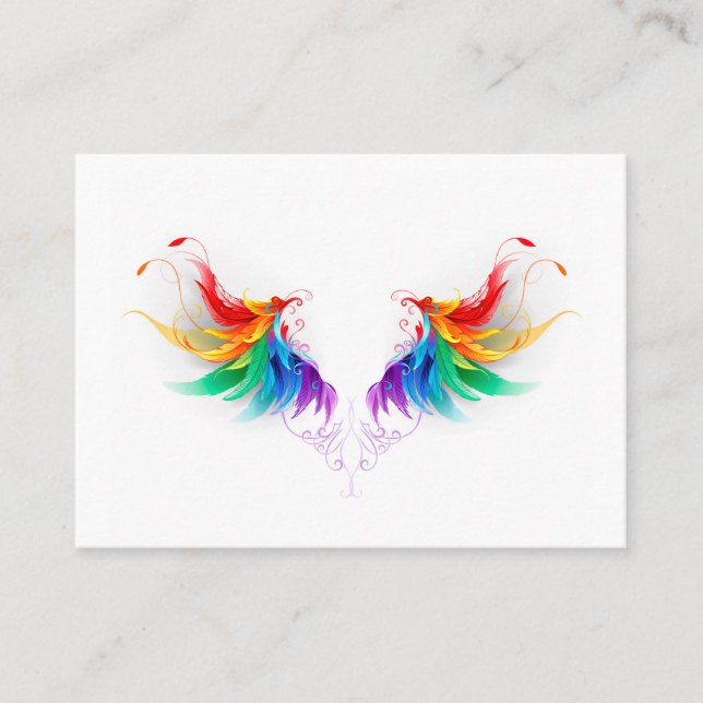 Carte D'appel Ailes fluffy arc-en-ciel (Devant)