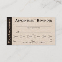 Appointment Reminder Cards - Kraft Color