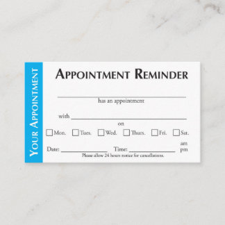 Carte D'appel Appointment Reminder Cards - Light Blue