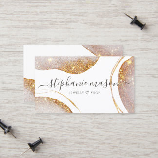 Carte D'appel Aquarelle Abstraite Parties scintillant or blanc