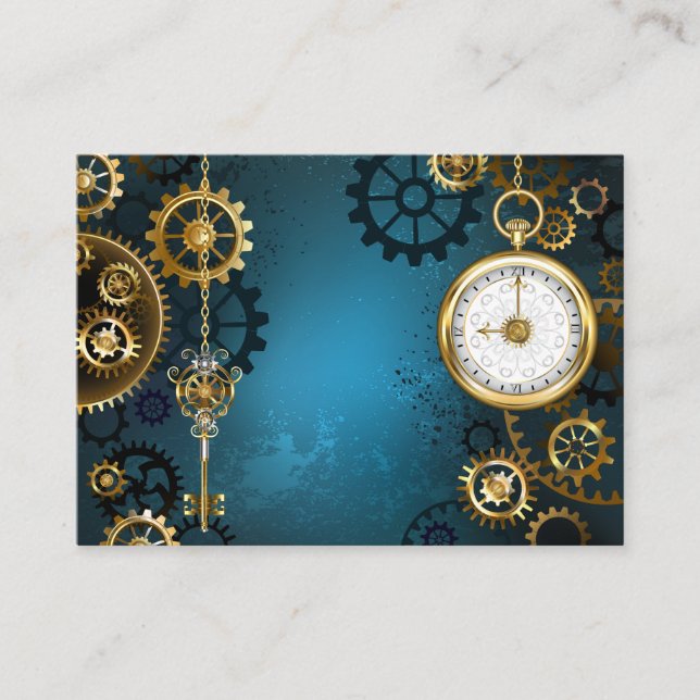 Carte D'appel Arrière - plan turquoise à vapeur avec Gears (Devant)