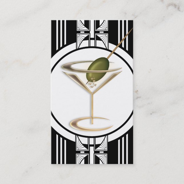 Carte D'appel Art Déco Cocktails Profil social (Devant)