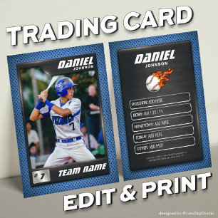Carte D'appel Baseball Trading Card Blue Silver Baseball Player