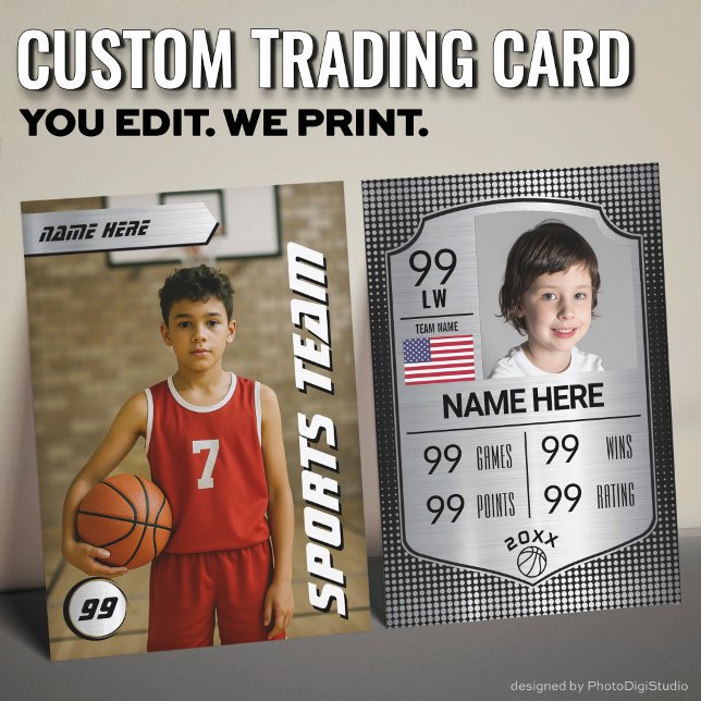 Carte D'appel Basketball Trading Card Player Statistiques Shield (Custom Basketball Trading Card, Silver Shield Card)