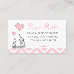 Carte D'appel Bébé rose pastel mignon et éléphant maman avec des