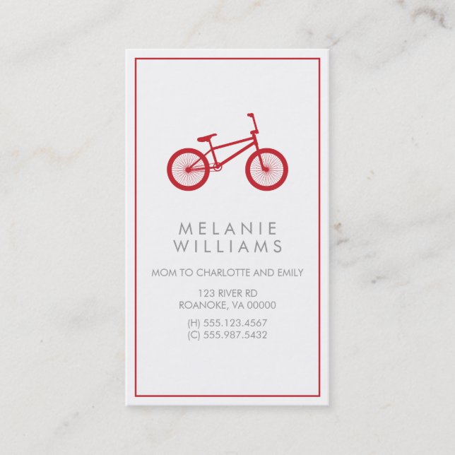 Carte D'appel Bicyclette de rouge de canneberge de mod (Devant)