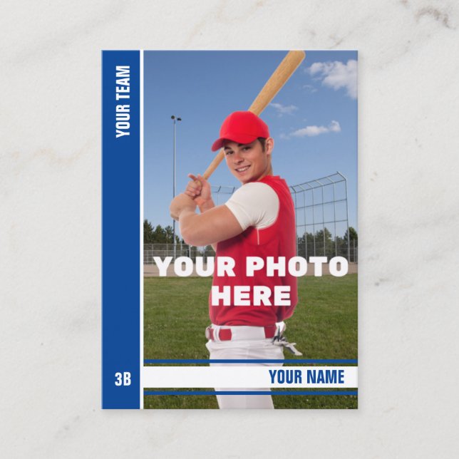 Carte D'appel Bleu Bande Baseball - Statistiques Personnalisées (Devant)