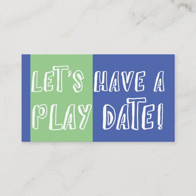 Carte D'appel Bleu Vert Couleur Bloc Jouer Date (Devant)
