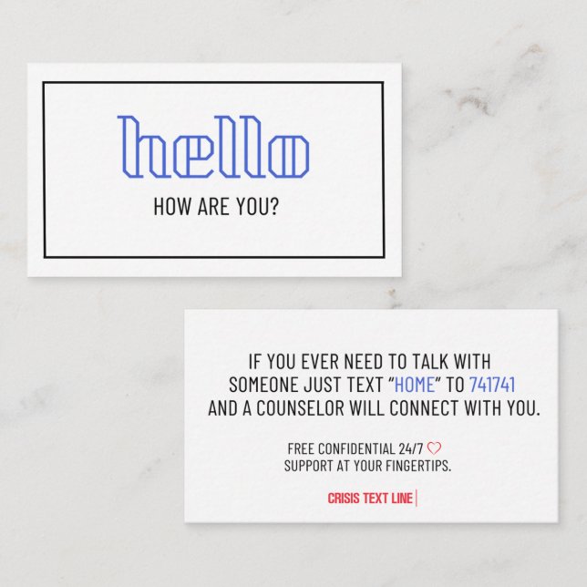 Carte D'appel Bonjour Comment Êtes-Vous Gratuit 24H/24 7J/7 Cris (Devant / Derrière)