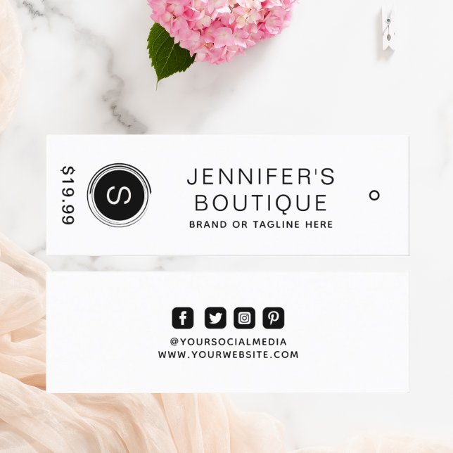 Carte D'appel Boutique Monogramme & Prix Noir Blanc (Créateur téléchargé)