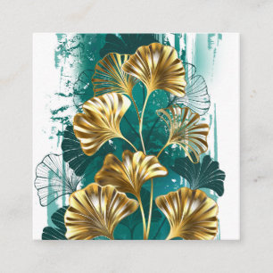 Carte D'appel Branche avec Feuilles d'or Ginko Biloba
