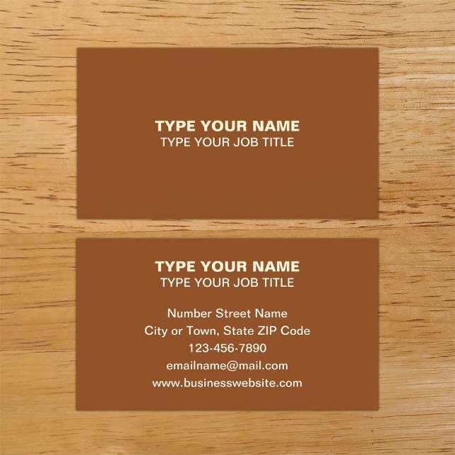 Carte d'appel Brown de conception de textes simple (Plain texts design brown calling card.)
