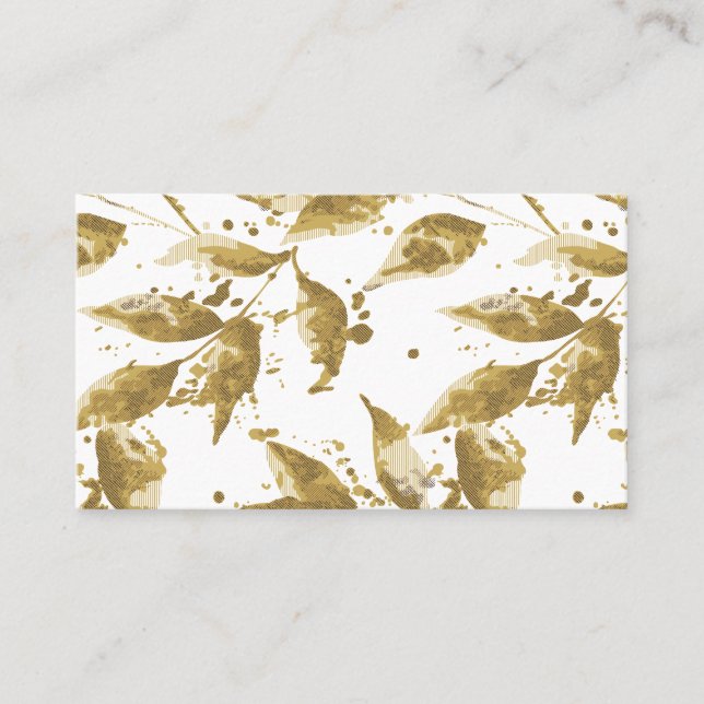 Carte D'appel Cadeau de luxe botanique or élégant (Devant)