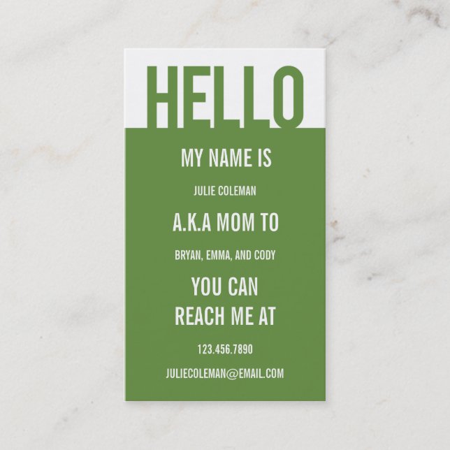 Carte d'appel/carte d'appel Décontractée Hello Mam (Devant)
