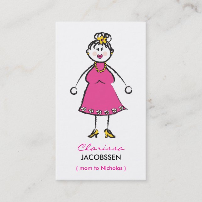 Carte D'appel Cartoon Happy Family Maman Of Boy Calling Card (Devant)