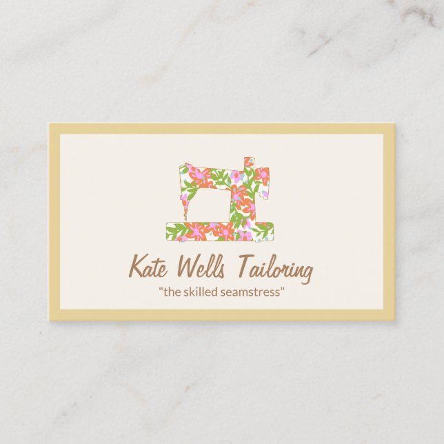 Carte D'appel Chaîne à coudre florale (Devant)